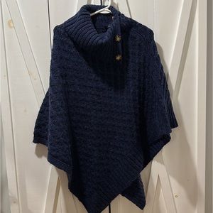 Sara Campbell navy knit poncho